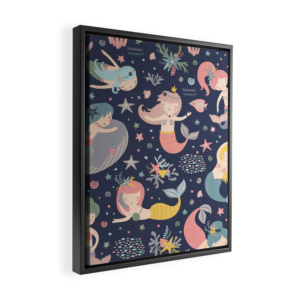 Under The Sea Mermaids, Whale & Starfish Framed Canvas Print Gallery Image 2