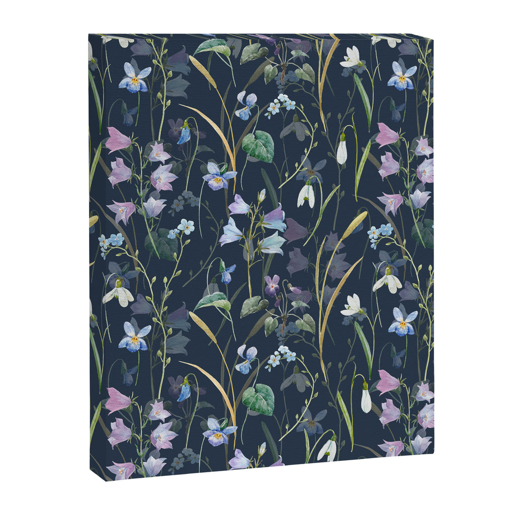 Vintage Bluebell & Snowdrop Navy Blue Floral Canvas Print Gallery Image 8