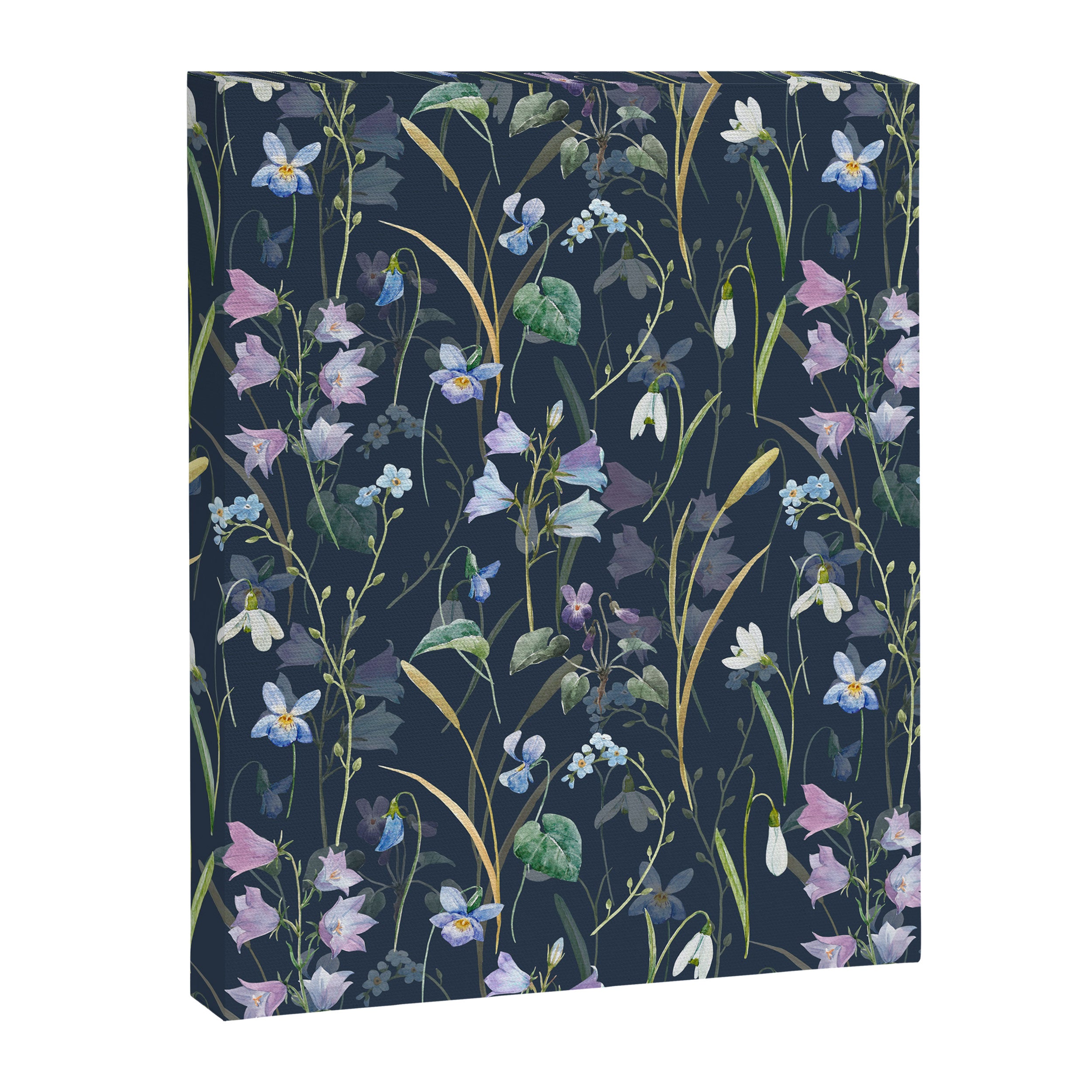 Vintage Bluebell & Snowdrop Navy Blue Floral Canvas Print Gallery Image 8