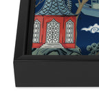 Vintage Chinoiserie Pagoda Bridge Garden Landscape Framed Canvas Print Gallery Image 3