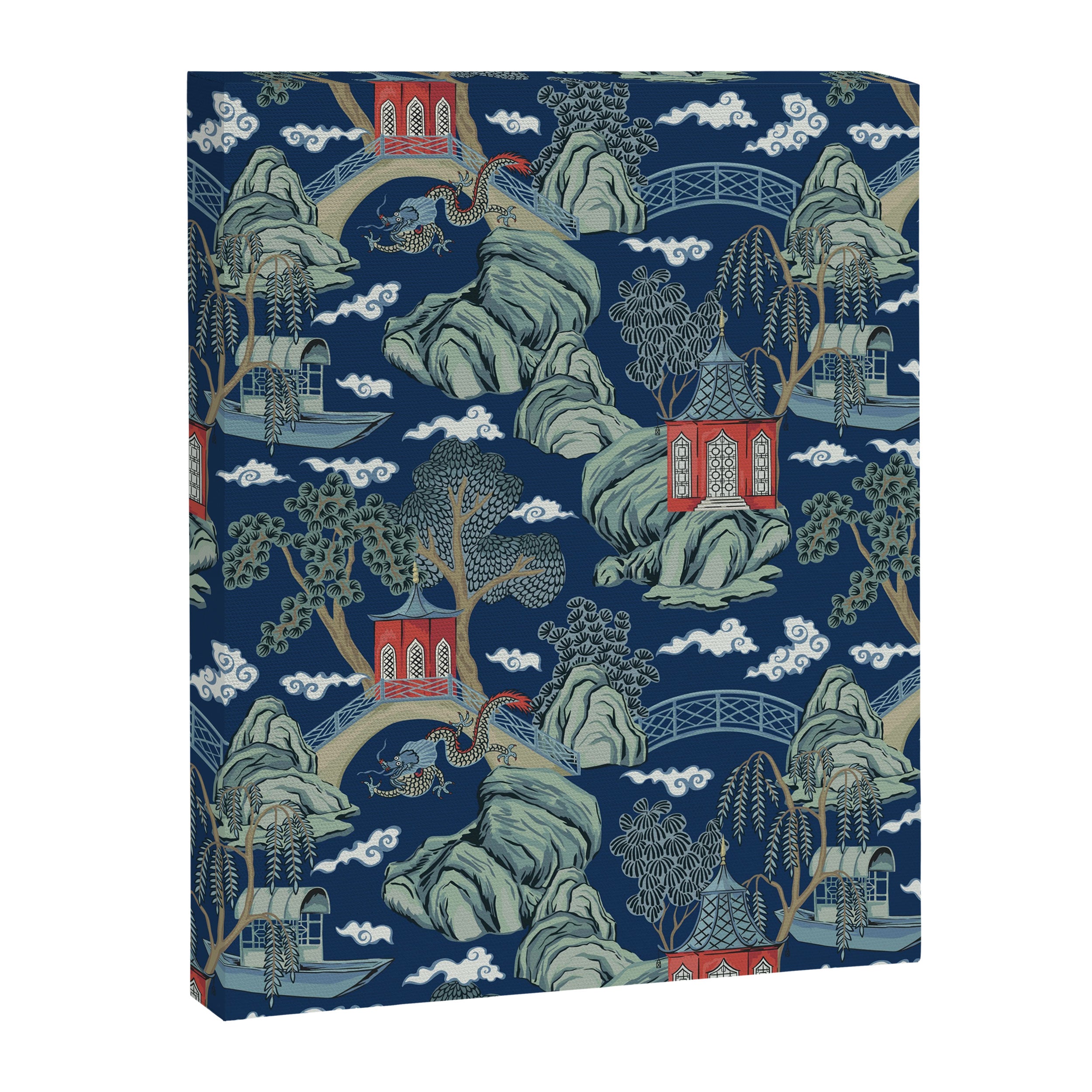 Vintage Chinoiserie Pagoda Bridge Garden Landscape Canvas Print Gallery Image 8