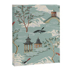 Vintage Chinoiserie Pastel Pagoda Bridge Garden Landscape Canvas Print Gallery Image 8