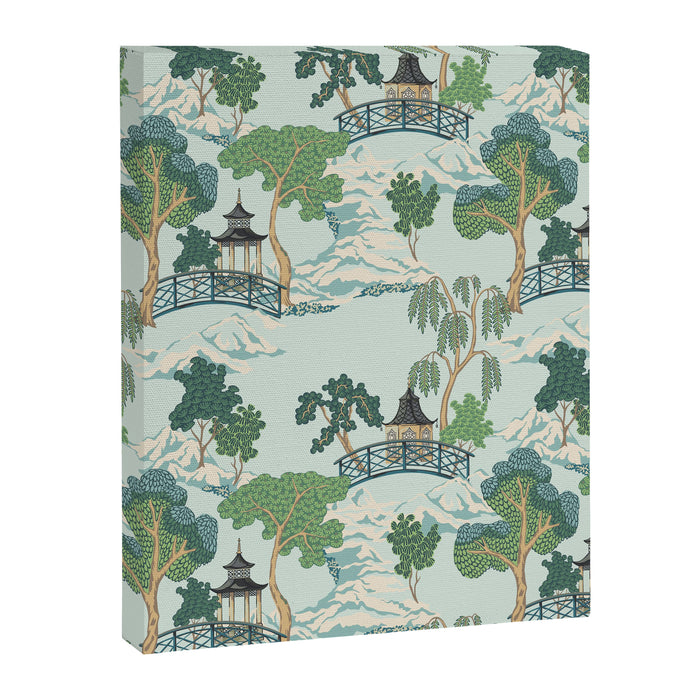 Vintage Chinoiserie Summer Pagoda Bridge Garden Landscape Canvas Print Gallery Image 1