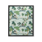 Vintage Chinoiserie Summer Pagoda Bridge Garden Landscape Framed Canvas Print Gallery Image 8