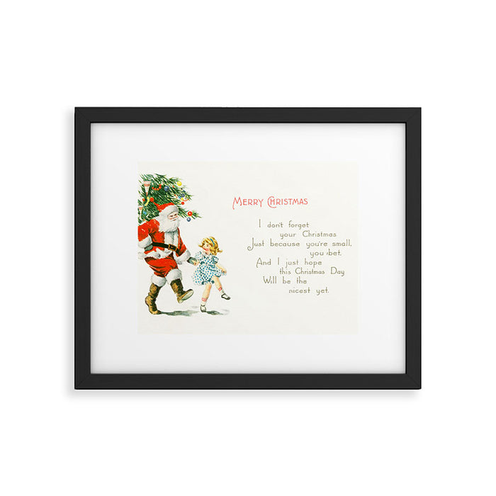 Vintage Christmas Card 1921 Santa Claus Children's Poem Festive Art Framed Art Print Gallery Image 1