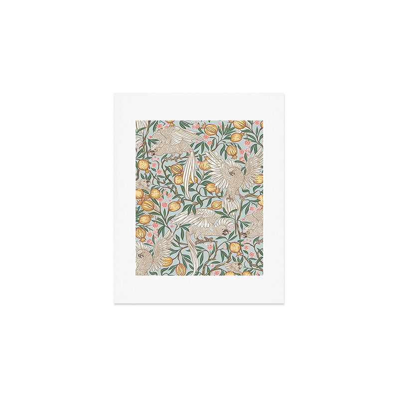 Walter Crane Parakeets Arts & Crafts Design Pale Blue Art Print Gallery Image 1