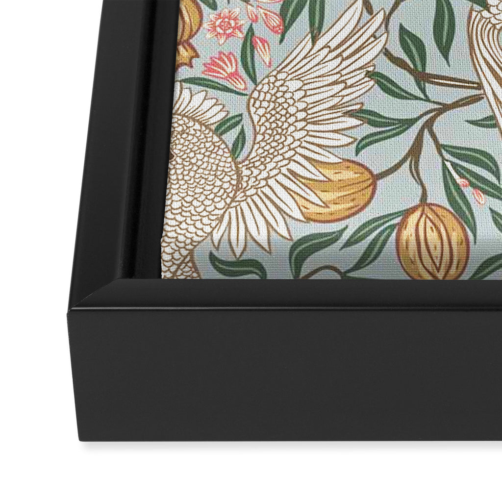 Walter Crane Parakeets Arts & Crafts Design Pale Blue Framed Canvas Print Gallery Image 3