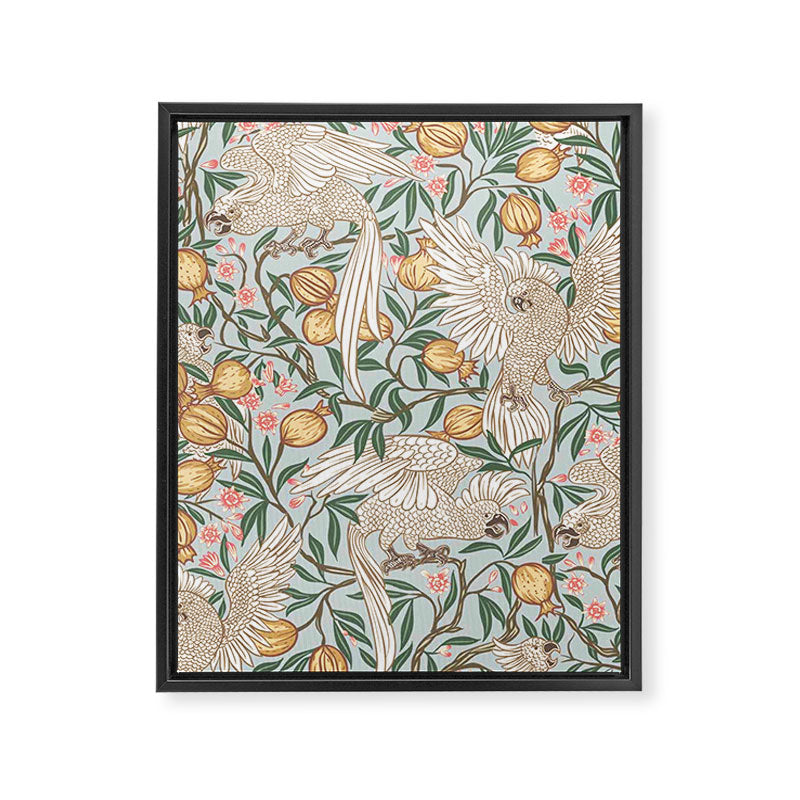 Walter Crane Parakeets Arts & Crafts Design Pale Blue Framed Canvas Print Gallery Image 8