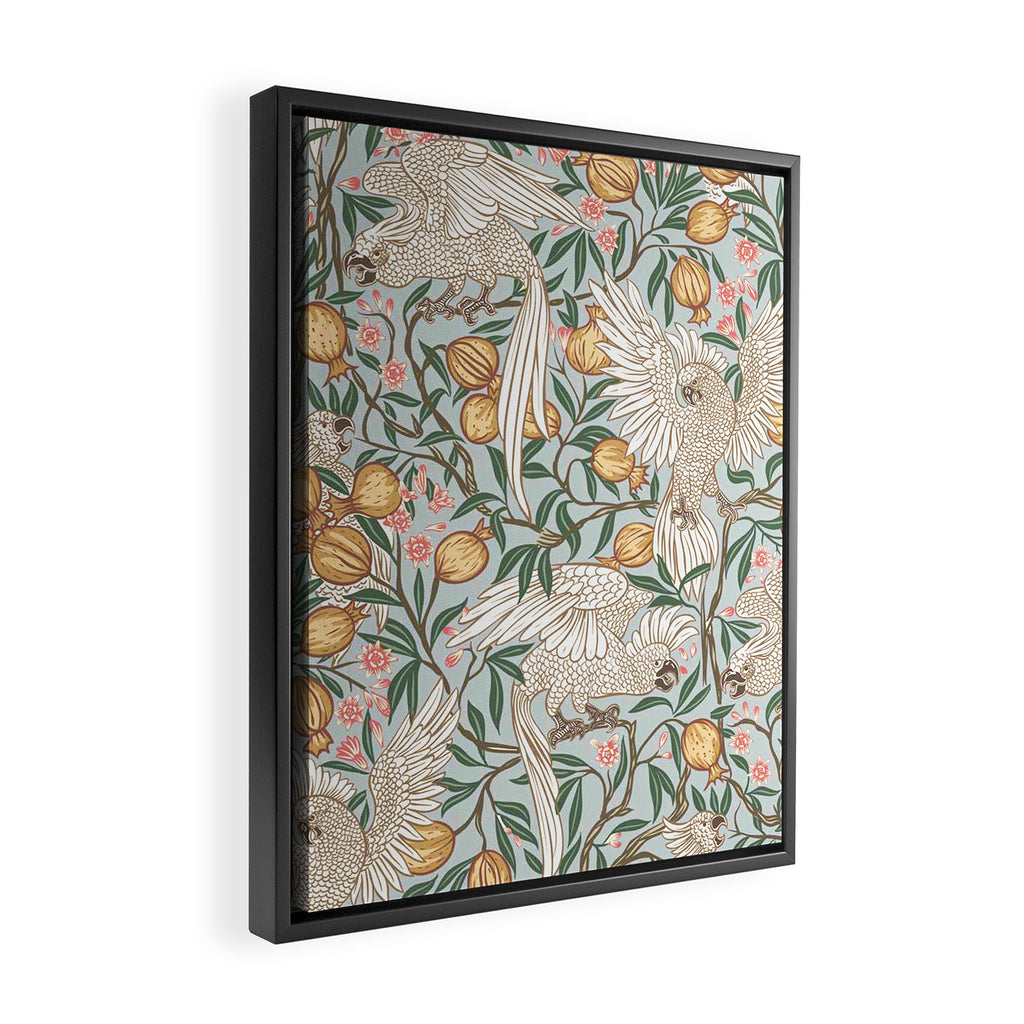 Walter Crane Parakeets Arts & Crafts Design Pale Blue Framed Canvas Print Gallery Image 2
