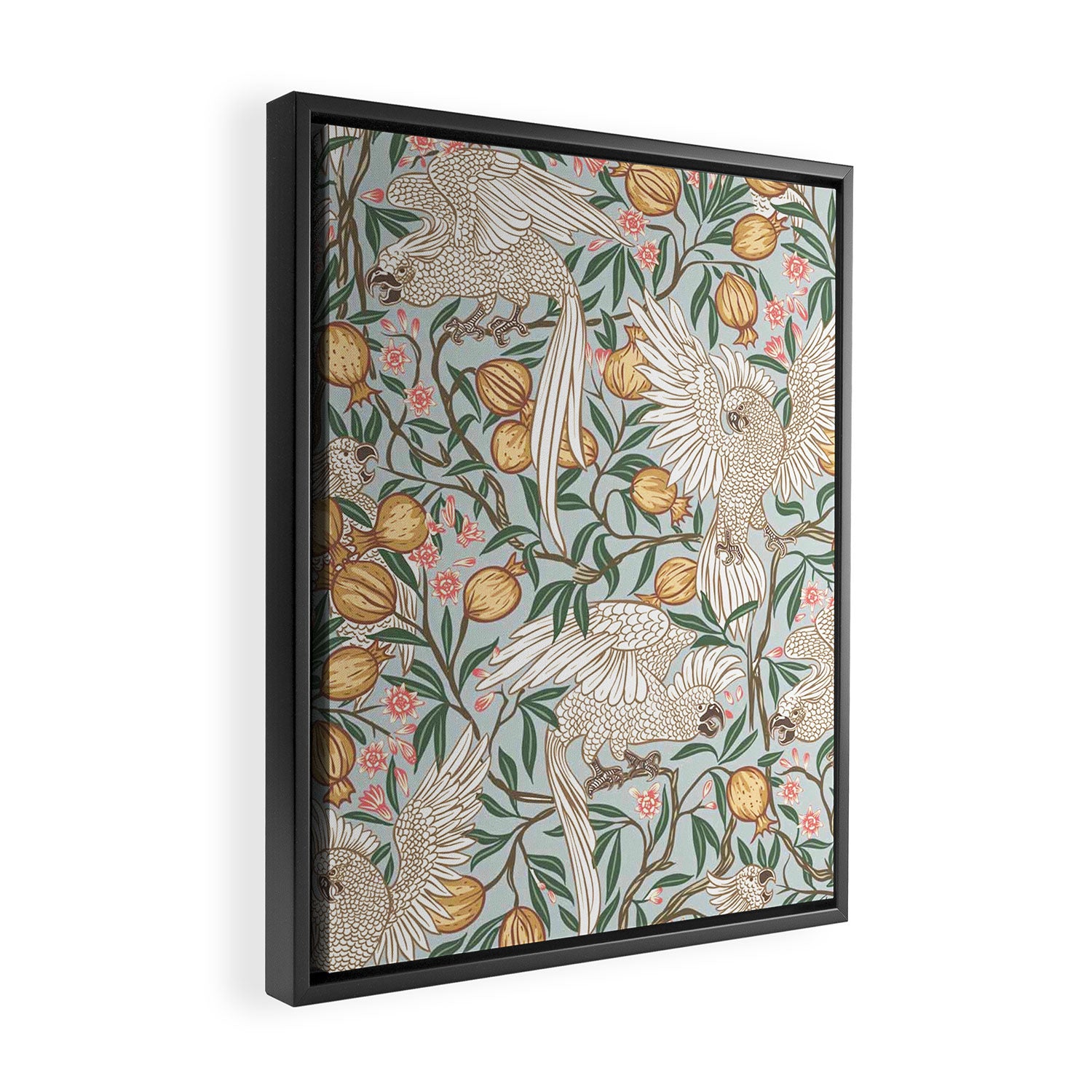 Walter Crane Parakeets Arts & Crafts Design Pale Blue Framed Canvas Print Gallery Image 2