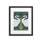 Walter Crane Swans Rush and Iris Vintage Swan Blue & White Design Framed Art Print Gallery Image 6