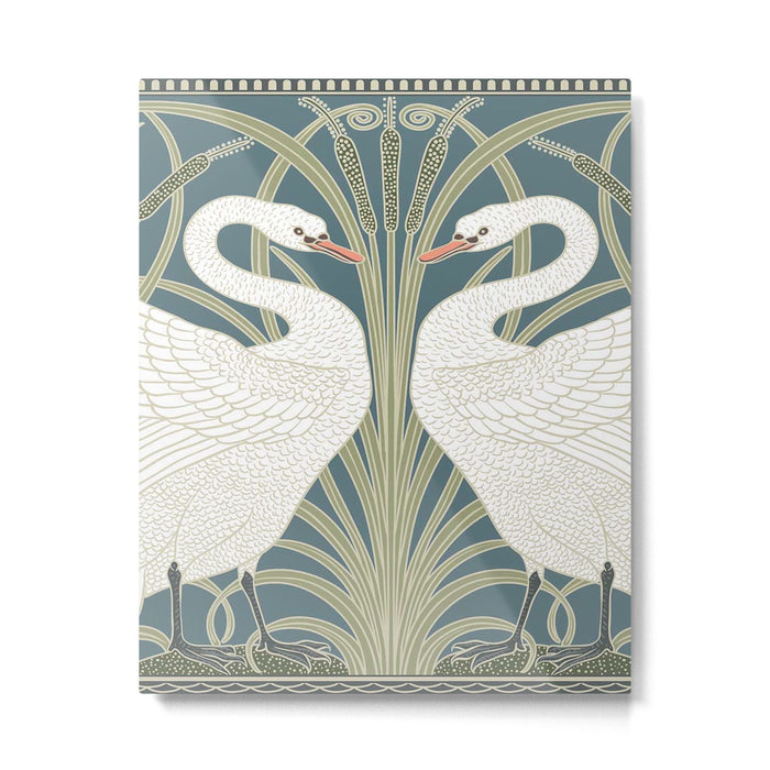 Walter Crane Swans Rush and Iris Vintage Swan Design Metal Print Gallery Image 1