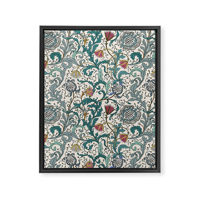 Walter Crane Teazle Art Nouveau Floral Framed Canvas Print Gallery Image 1