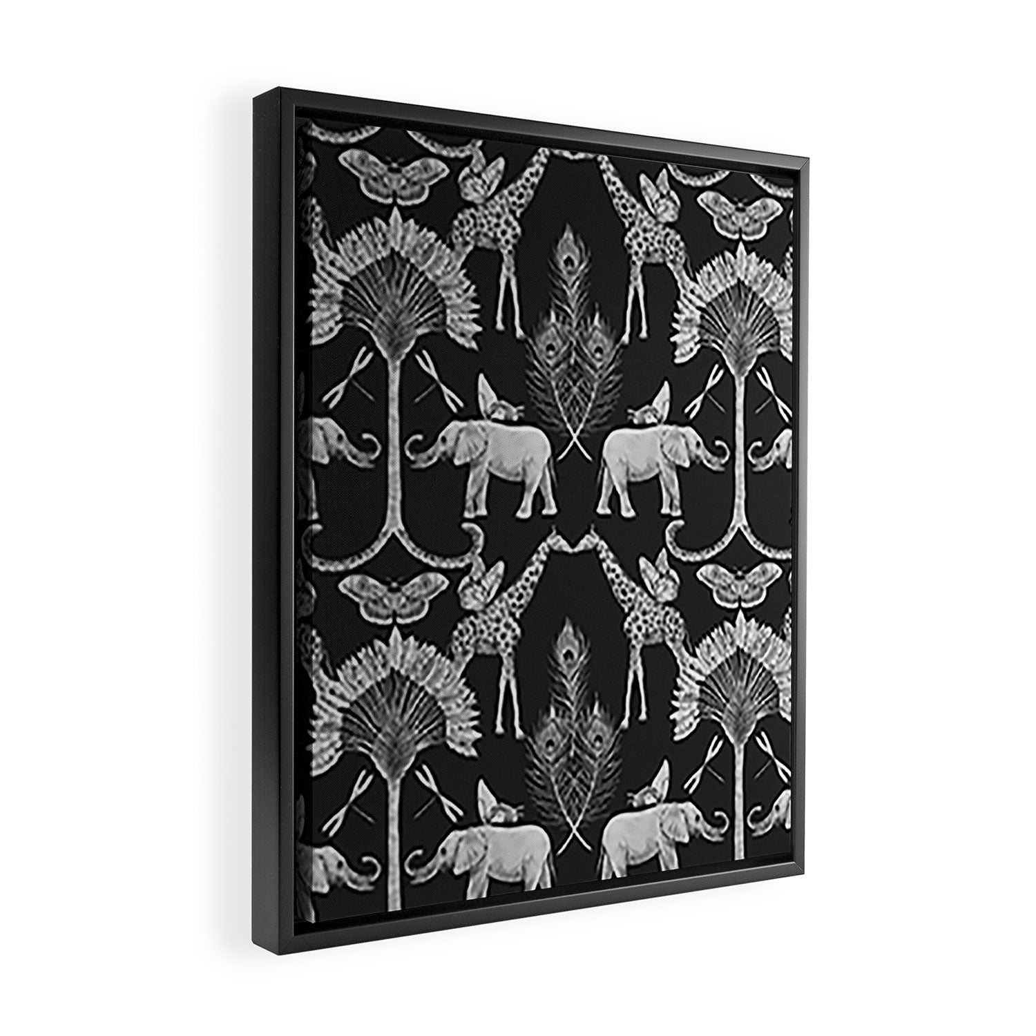 Whimsical African Safari Pattern Framed Canvas Print Gallery Image 2