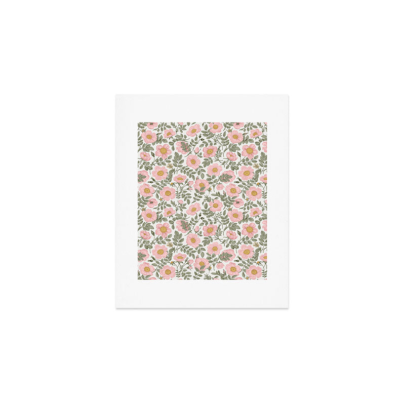 Wild Roses Cottage Garden Summer Floral Pattern Art Print Gallery Image 1