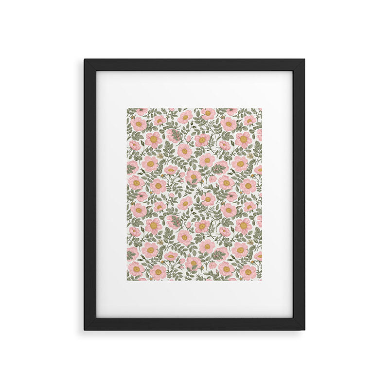 Wild Roses Cottage Garden Summer Floral Pattern Framed Art Print Gallery Image 6