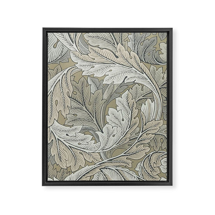 William Morris Acanthus Leaves Manilla Stone Vintage Pattern Framed Canvas Print Gallery Image 1