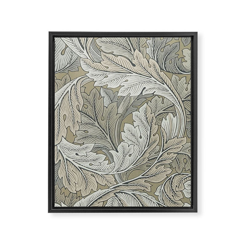 William Morris Acanthus Leaves Manilla Stone Vintage Pattern Framed Canvas Print Gallery Image 8
