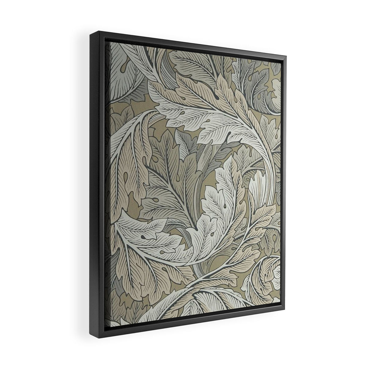 William Morris Acanthus Leaves Manilla Stone Vintage Pattern Framed Canvas Print Gallery Image 2