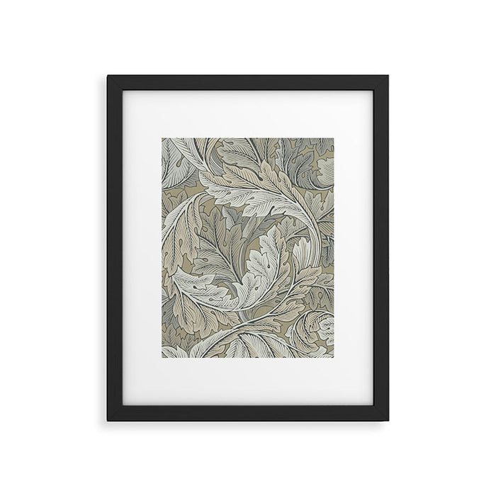 William Morris Acanthus Leaves Manilla Stone Vintage Pattern Framed Art Print Gallery Image 1