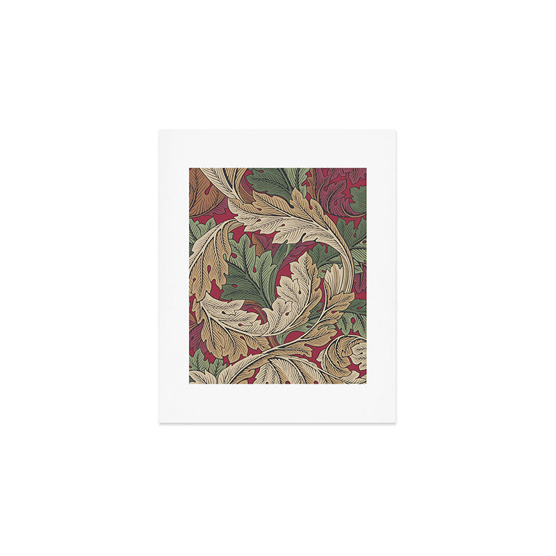 William Morris Acanthus Leaves Madder Thyme Red Green Vintage Pattern Art Print Gallery Image 1