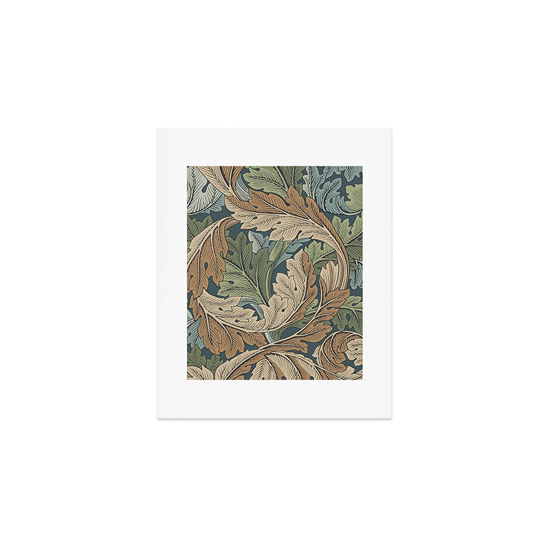 William Morris Acanthus Leaves Slate Blue Thyme Vintage Pattern Art Print Gallery Image 1
