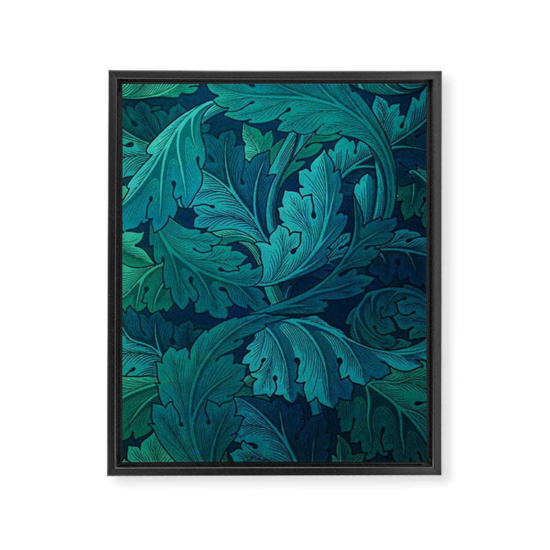 William Morris Acanthus Peacock Teal Vintage Pattern Framed Canvas Print Gallery Image 8
