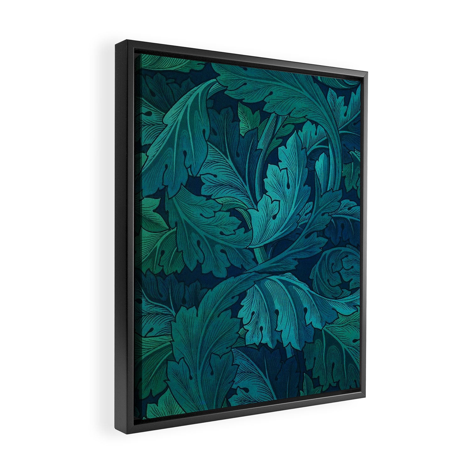 William Morris Acanthus Peacock Teal Vintage Pattern Framed Canvas Print Gallery Image 2