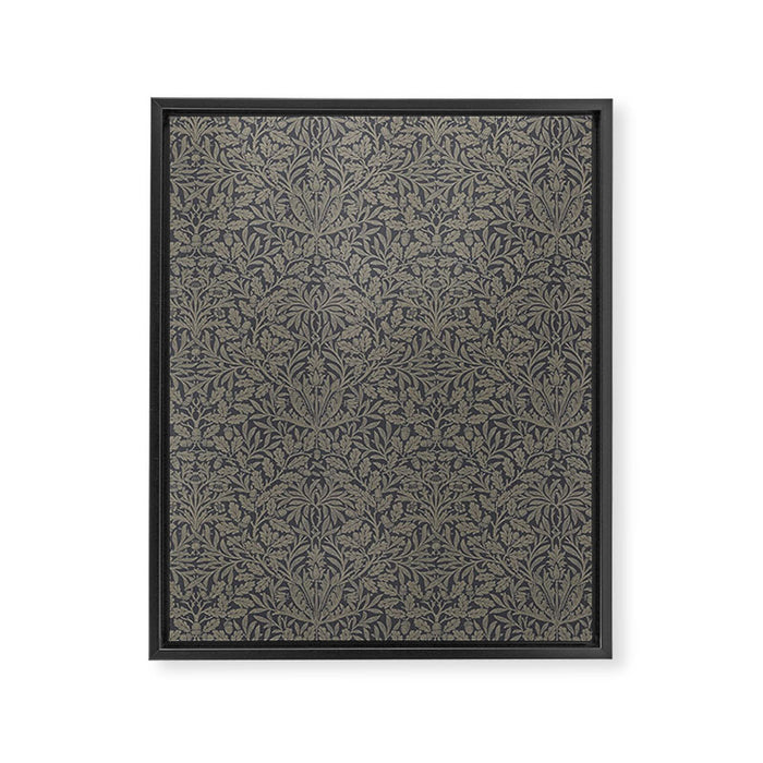 William Morris Acorn Pure Charcoal Gilver Framed Canvas Print Gallery Image 1