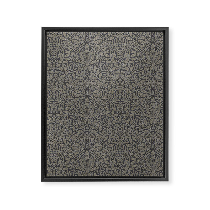 William Morris Acorn Pure Charcoal Gilver Framed Canvas Print Gallery Image 8