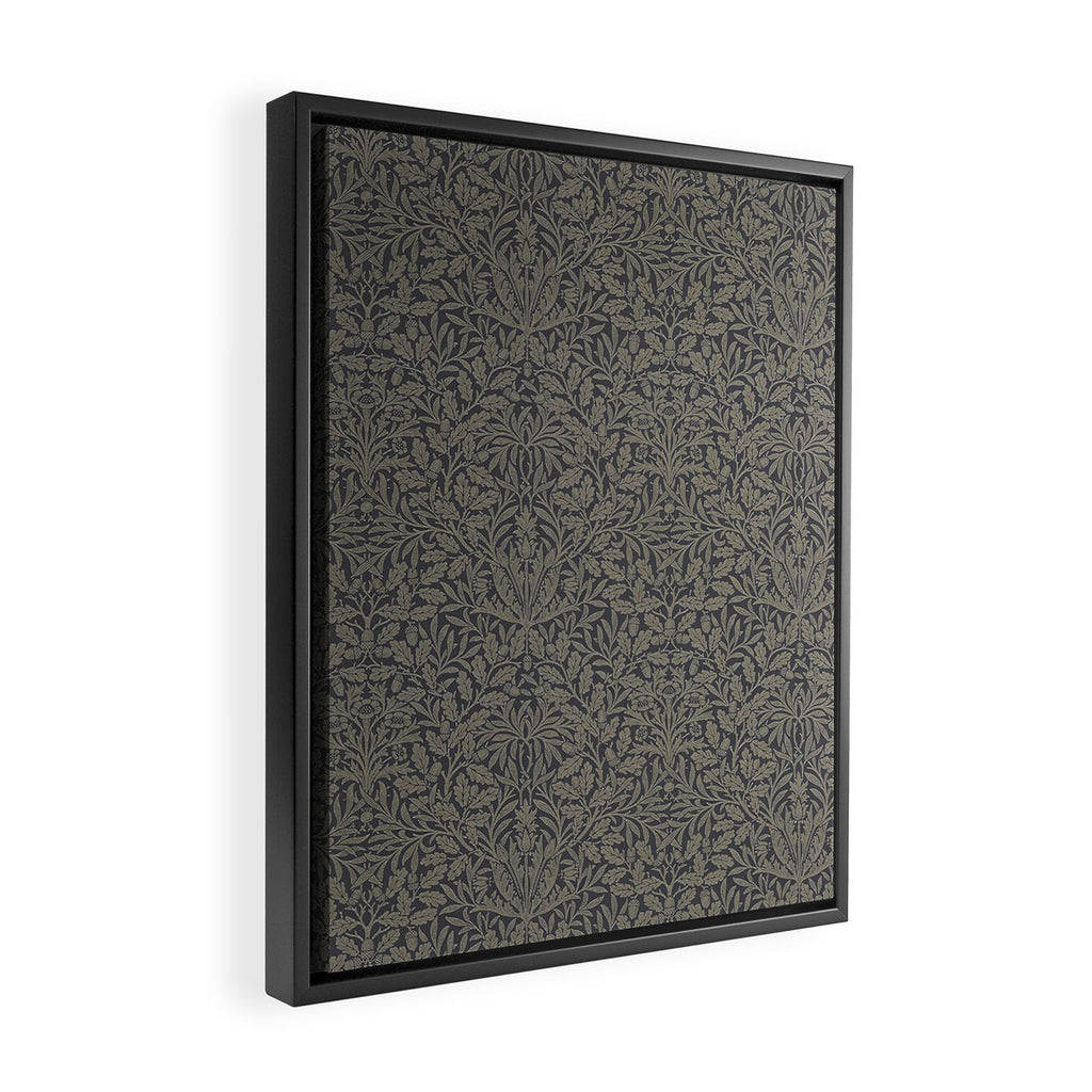 William Morris Acorn Pure Charcoal Gilver Framed Canvas Print Gallery Image 2