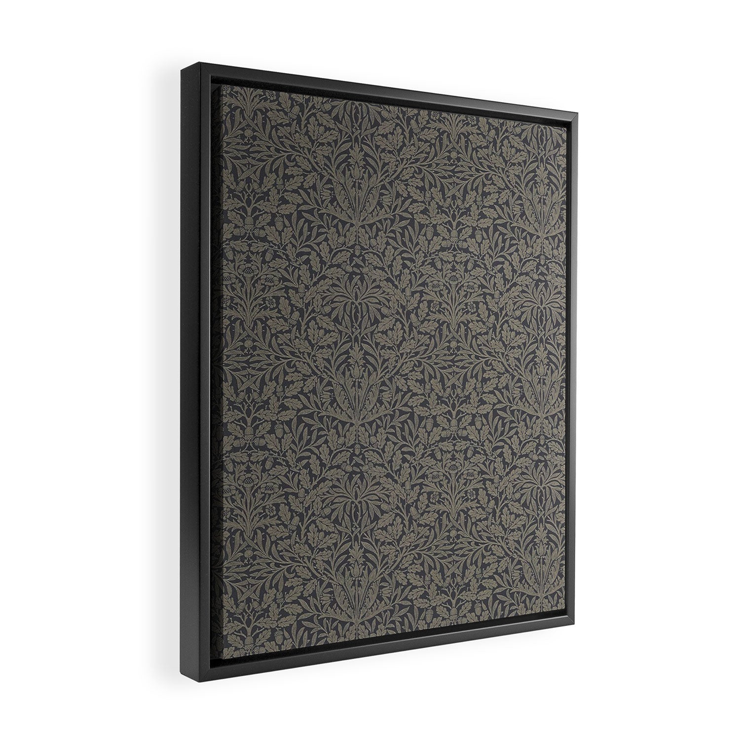 William Morris Acorn Pure Charcoal Gilver Framed Canvas Print Gallery Image 2