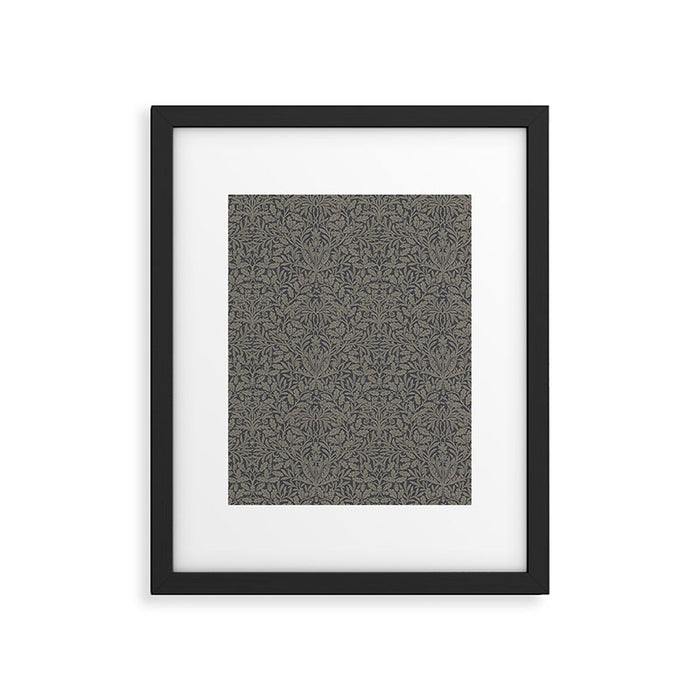 William Morris Acorn Pure Charcoal Gilver Framed Art Print Gallery Image 1