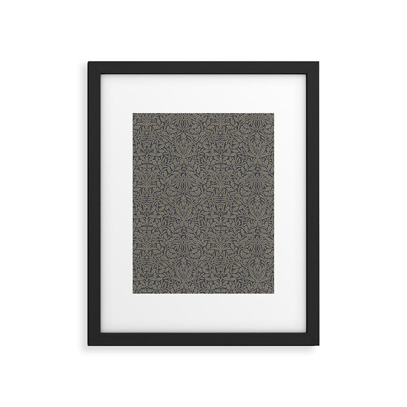 William Morris Acorn Pure Charcoal Gilver Framed Art Print Gallery Image 6