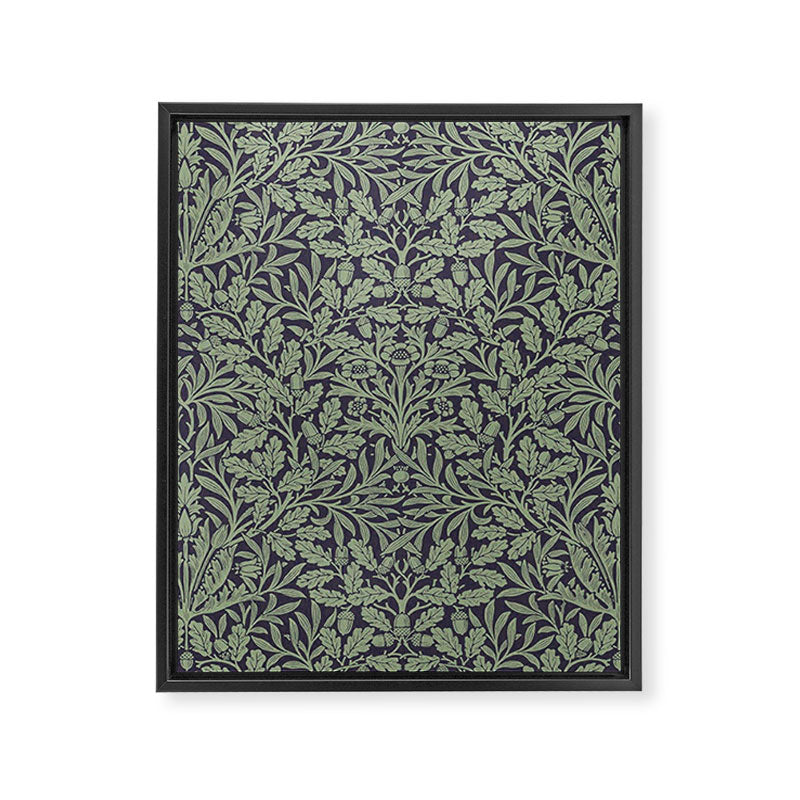 William Morris Acorn Pure Ink Green Framed Canvas Print Gallery Image 8