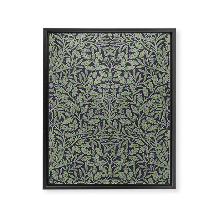 William Morris Acorn Pure Ink Green Framed Canvas Print Gallery Image 1