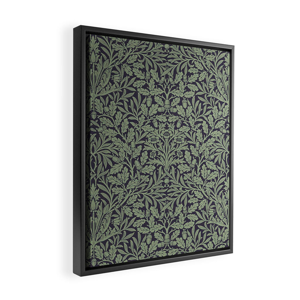 William Morris Acorn Pure Ink Green Framed Canvas Print Gallery Image 2
