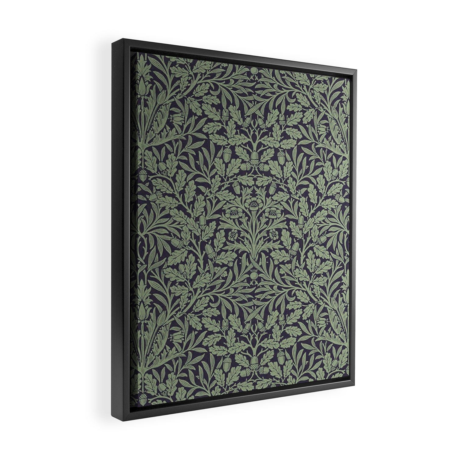 William Morris Acorn Pure Ink Green Framed Canvas Print Gallery Image 2