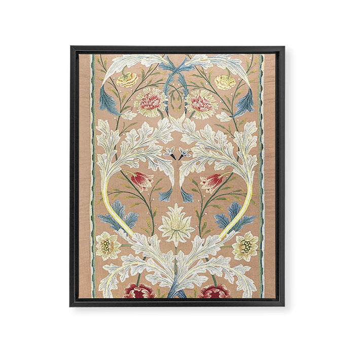 William Morris Antique Floral Embroidery Panel 1875 Framed Canvas Print Gallery Image 1
