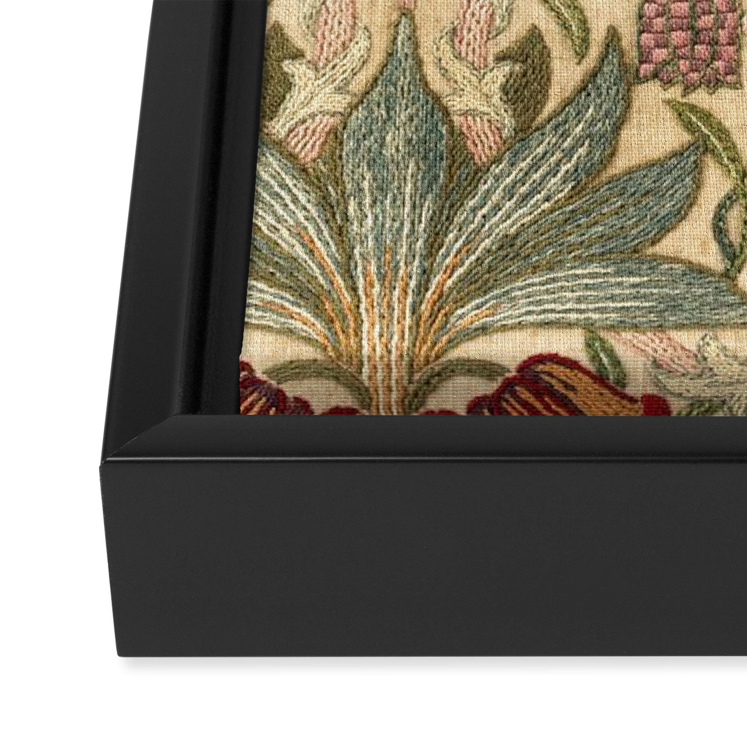William Morris Antique Honeysuckle Embroidery Framed Canvas Print Gallery Image 3