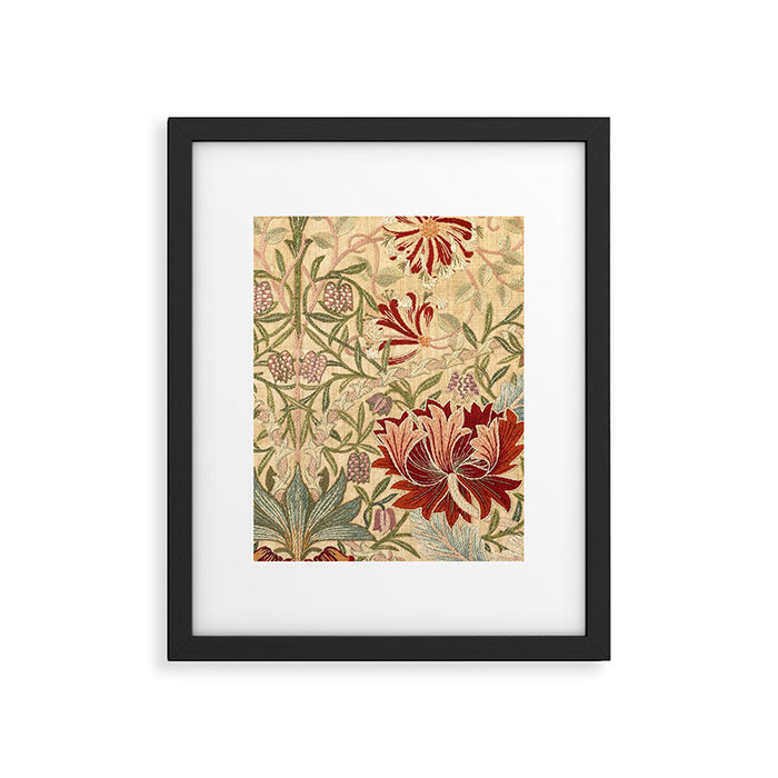 William Morris Antique Honeysuckle Embroidery Framed Art Print Gallery Image 1