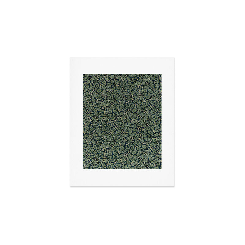 William Morris Antique Oak Leaf Teal Slate Art Print Gallery Image 1