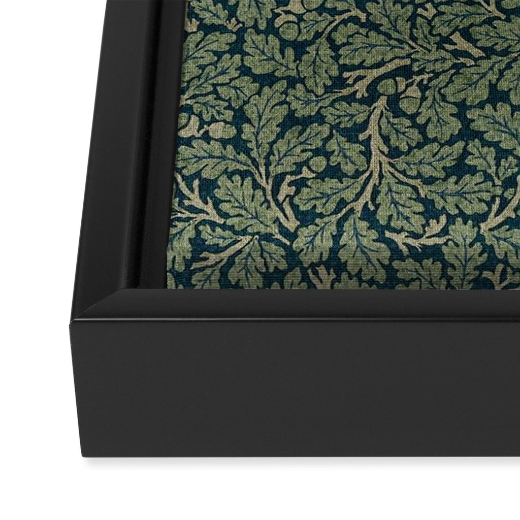 William Morris Antique Oak Leaf Teal Slate Framed Canvas Print Gallery Image 3