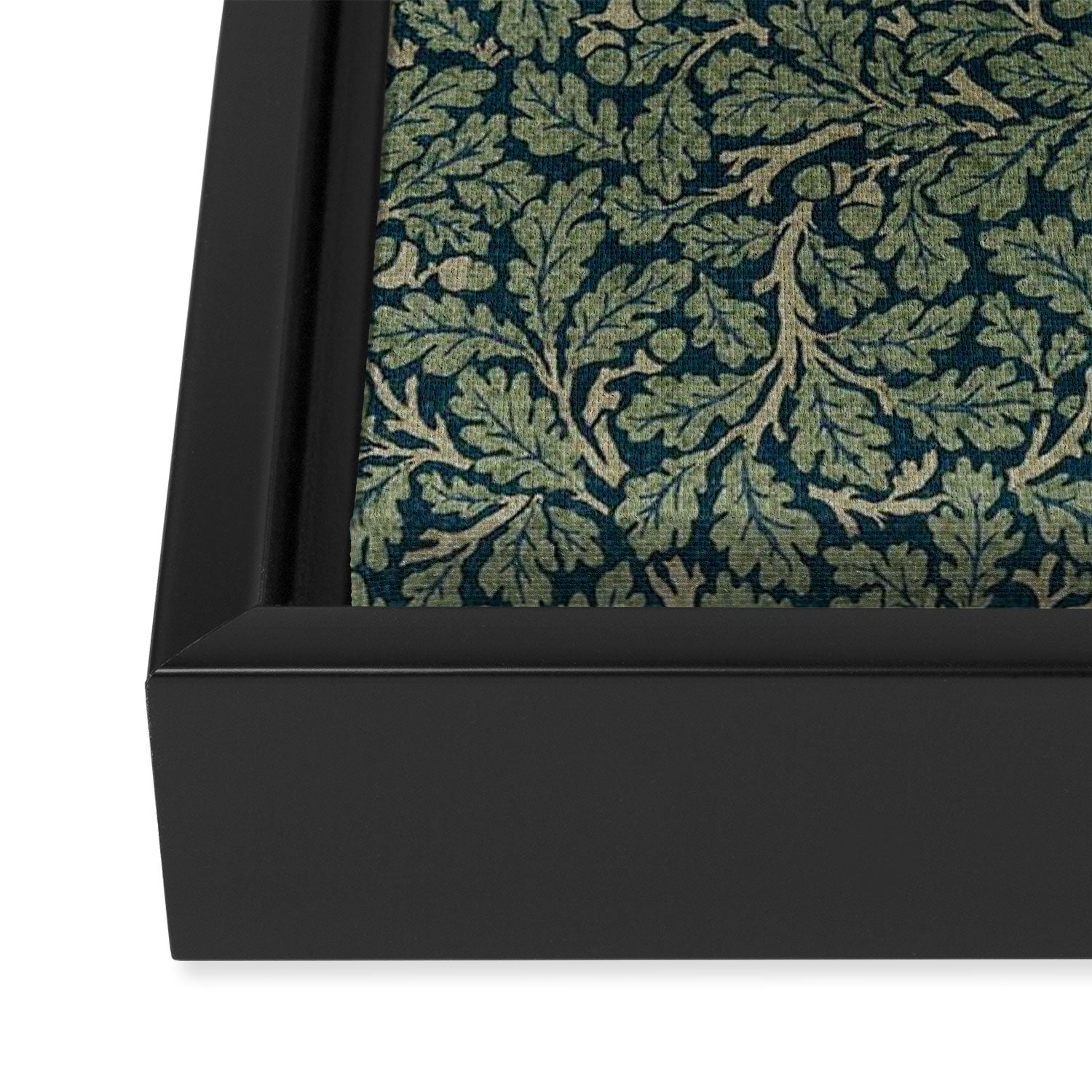 William Morris Antique Oak Leaf Teal Slate Framed Canvas Print Gallery Image 3