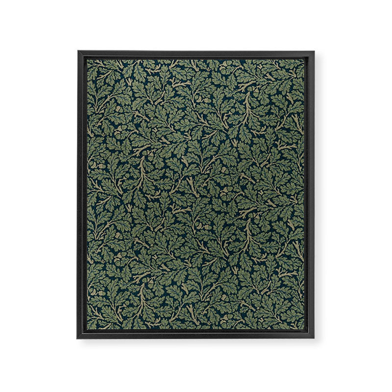 William Morris Antique Oak Leaf Teal Slate Framed Canvas Print Gallery Image 8