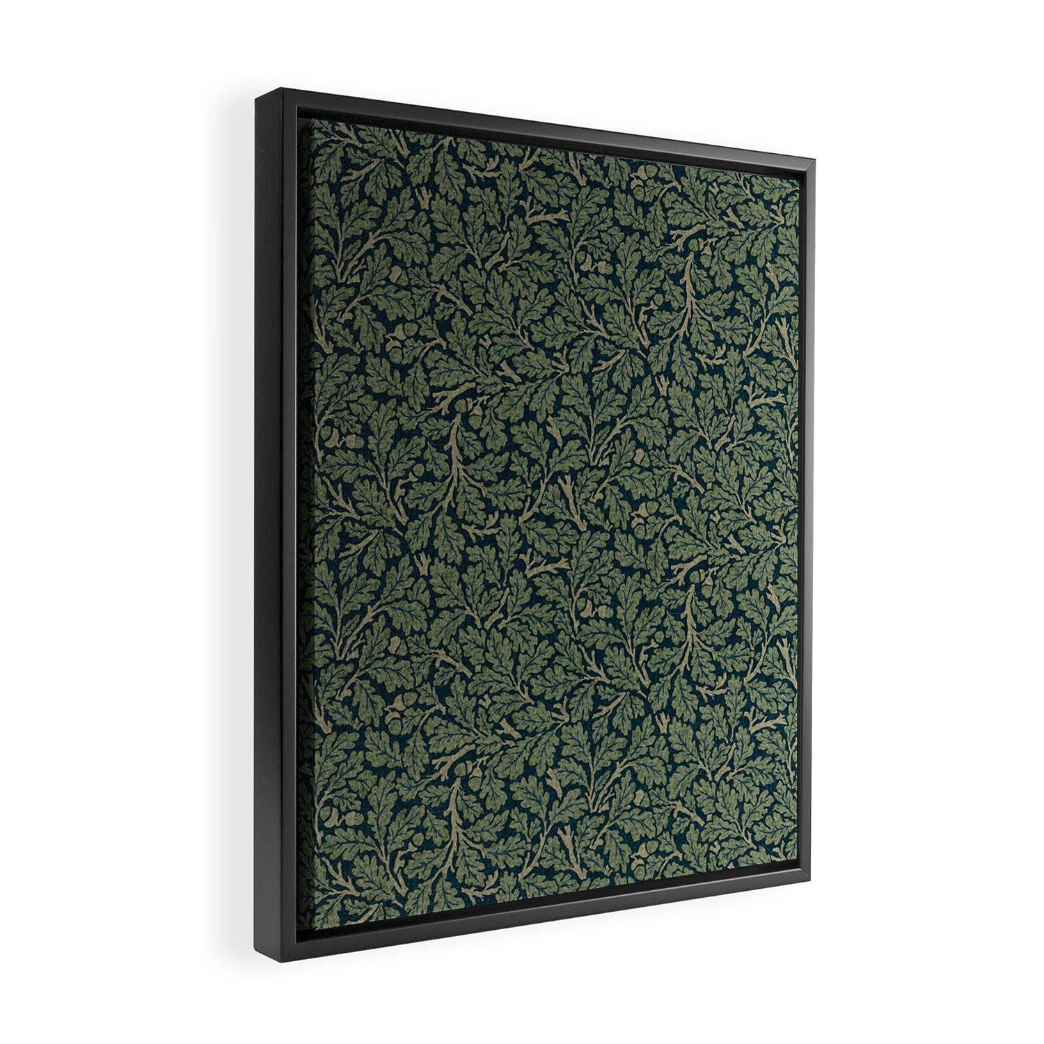 William Morris Antique Oak Leaf Teal Slate Framed Canvas Print Gallery Image 2