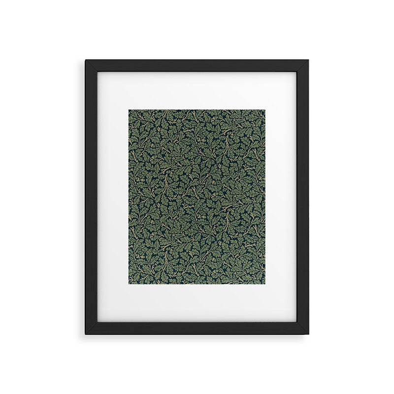 William Morris Antique Oak Leaf Teal Slate Framed Art Print Gallery Image 6