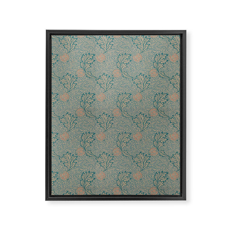 William Morris Apple Indigo Antique Gold Pattern Framed Canvas Print Gallery Image 8