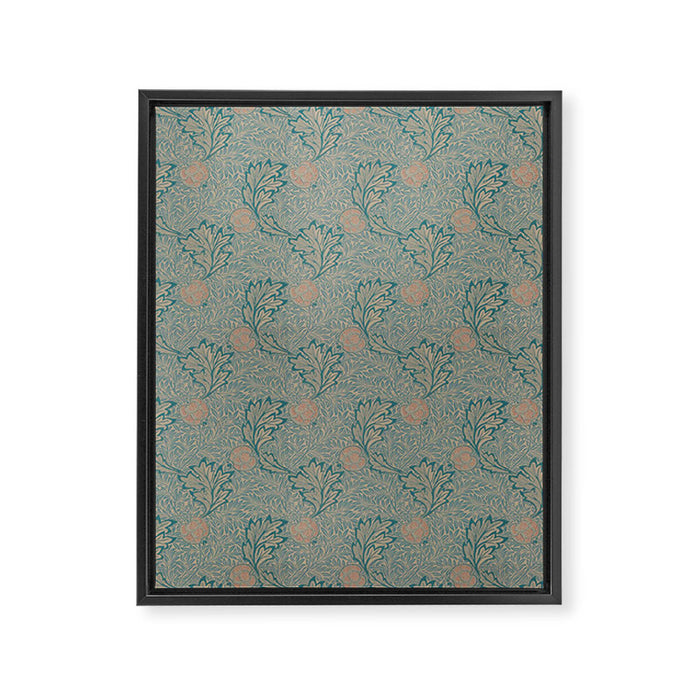 William Morris Apple Indigo Antique Gold Pattern Framed Canvas Print Gallery Image 1