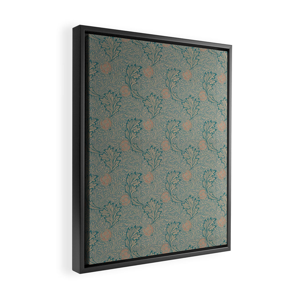 William Morris Apple Indigo Antique Gold Pattern Framed Canvas Print Gallery Image 2